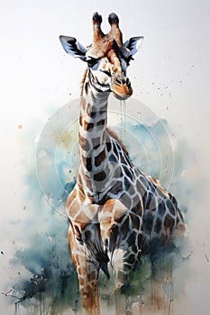 fluidity and unpredictability of watercolors by creating a dynamic and energetic Giraffe print. fashion design cute Giraffe poster