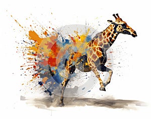 fluidity and unpredictability of watercolors by creating a dynamic and energetic Giraffe print. fashion design cute Giraffe poster