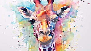 fluidity and unpredictability of watercolors by creating a dynamic and energetic Giraffe print. fashion design cute Giraffe poster