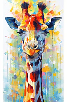 fluidity and unpredictability of watercolors by creating a dynamic and energetic Giraffe print. fashion design cute Giraffe poster