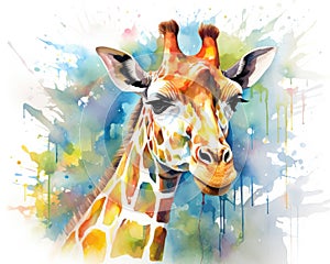 fluidity and unpredictability of watercolors by creating a dynamic and energetic Giraffe print. fashion design cute Giraffe poster