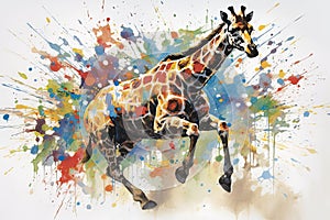 fluidity and unpredictability of watercolors by creating a dynamic and energetic Giraffe print. fashion design cute Giraffe poster