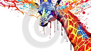 fluidity and unpredictability of watercolors by creating a dynamic and energetic Giraffe print. fashion design cute Giraffe poster