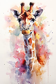 fluidity and unpredictability of watercolors by creating a dynamic and energetic Giraffe print. fashion design cute Giraffe poster