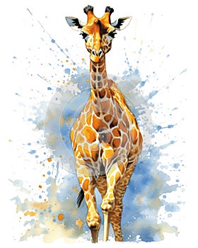 fluidity and unpredictability of watercolors by creating a dynamic and energetic Giraffe print. fashion design cute Giraffe poster