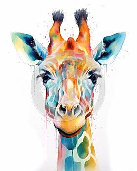 fluidity and unpredictability of watercolors by creating a dynamic and energetic Giraffe print. fashion design cute Giraffe poster