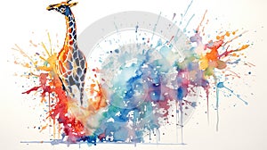 fluidity and unpredictability of watercolors by creating a dynamic and energetic Giraffe print. fashion design cute Giraffe poster