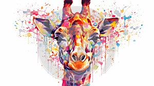 fluidity and unpredictability of watercolors by creating a dynamic and energetic Giraffe print. fashion design cute Giraffe poster