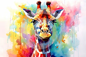 fluidity and unpredictability of watercolors by creating a dynamic and energetic Giraffe print. fashion design cute Giraffe poster