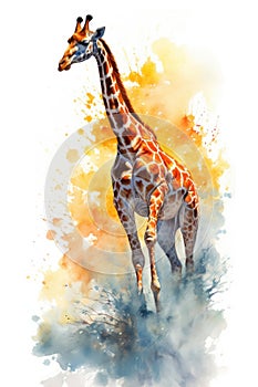 fluidity and unpredictability of watercolors by creating a dynamic and energetic Giraffe print. fashion design cute Giraffe poster