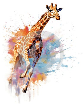 fluidity and unpredictability of watercolors by creating a dynamic and energetic Giraffe print. fashion design cute Giraffe poster