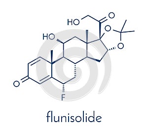 Flunisolide corticosteroid drug molecule. Skeletal formula.