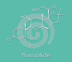 Flunisolide corticosteroid drug molecule. Skeletal formula.