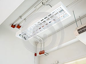 Fluorescence lamp installed on ceiling