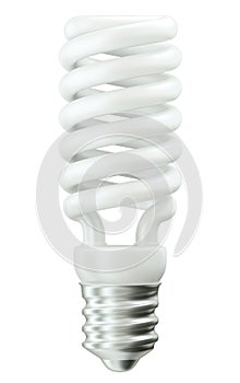 Fluorescent Energy efficient light bulb on white
