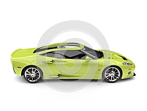 Fluorescent green modern super sports car - side view