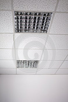 Fluorescent lamp on the ceiling