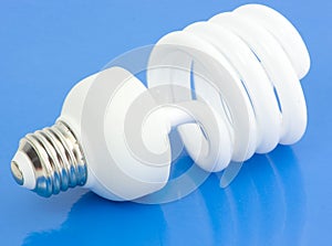 Fluorescent Light Bulb on Blue