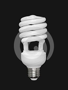 Fluorescent light bulb over black