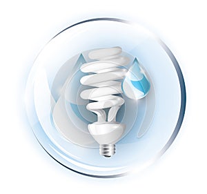 Fluorescent lightbulb with drops