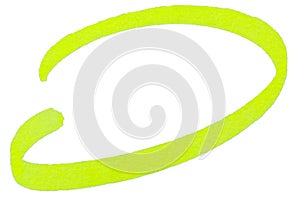 fluorescent neon yellow highlighter circle isolated on white