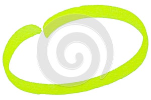 fluorescent neon yellow highlighter circle isolated on white