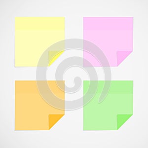 Fluorescent stick notes. Vector illustration, flat design