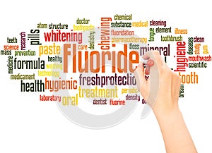 Fluoride word cloud hand writing concept