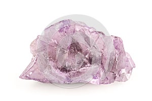 Fluorite crystal cluster, front view, over white