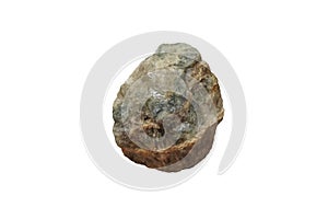 Fluorite felsic igneous rock isolated on white background.