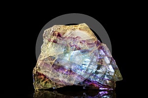 Fluorite mineral stone with black background