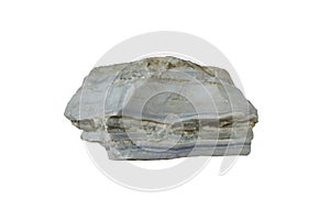 Fluorite rock, mineral stone isolated on white background. a halide mineral.