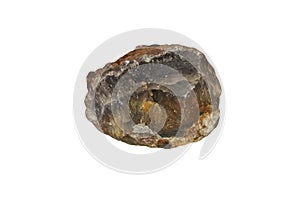 Fluorite rock, mineral stone isolated on white background. a halide mineral.