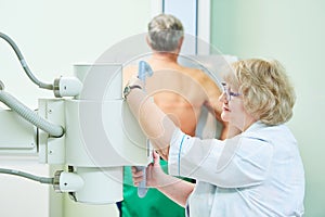 Fluorography and healthcare. adult man examination photo
