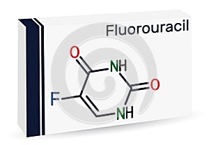 Fluorouracil, 5-FU molecule. It is pyrimidine analog, cytotoxic chemotherapy medication used to treat cancer. Skeletal chemical