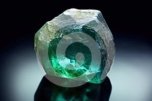 Fluorspar fluorite is rare precious natural stone on black background. AI generated. Header banner mockup with space.
