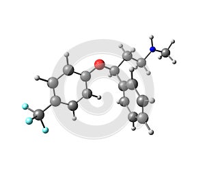 Fluoxetine molecule isolated on white