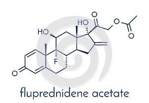 Fluprednidene acetate corticosteroid molecule. Skeletal formula.