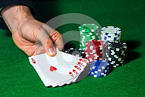 Flush in poker and betting chips