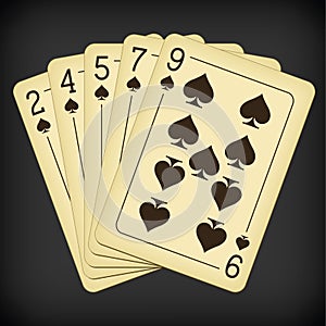 Flush of spades - vintage playing cards vector illustration
