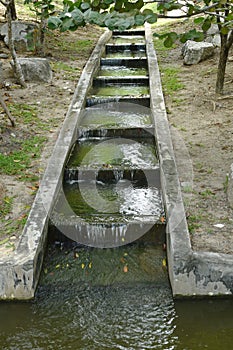 Flush way for drain water and protect flooding in park