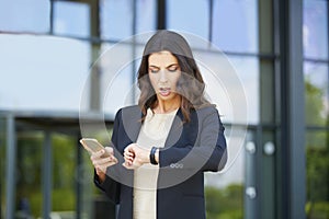 Flustrated businesswoman portrait