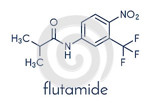 Flutamide prostate cancer drug anti-androgen molecule. Skeletal formula.