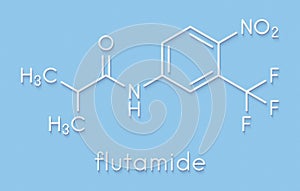 Flutamide prostate cancer drug anti-androgen molecule. Skeletal formula.