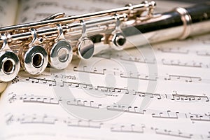 Flute across a musical score