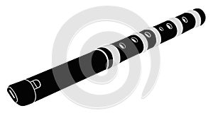 Flute. Black - white vector illustration.