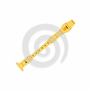 Flute flat icon. Woodwind instruments, concert, performance. Musical instruments concept isolated on white background. Vector