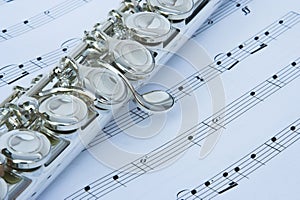 Flute keys on music notes