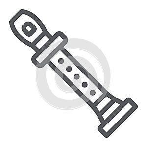 Flute line icon, music and instrument, flageolet sign, vector graphics, a linear pattern on a white background.