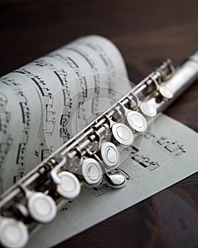 Flute on musical score